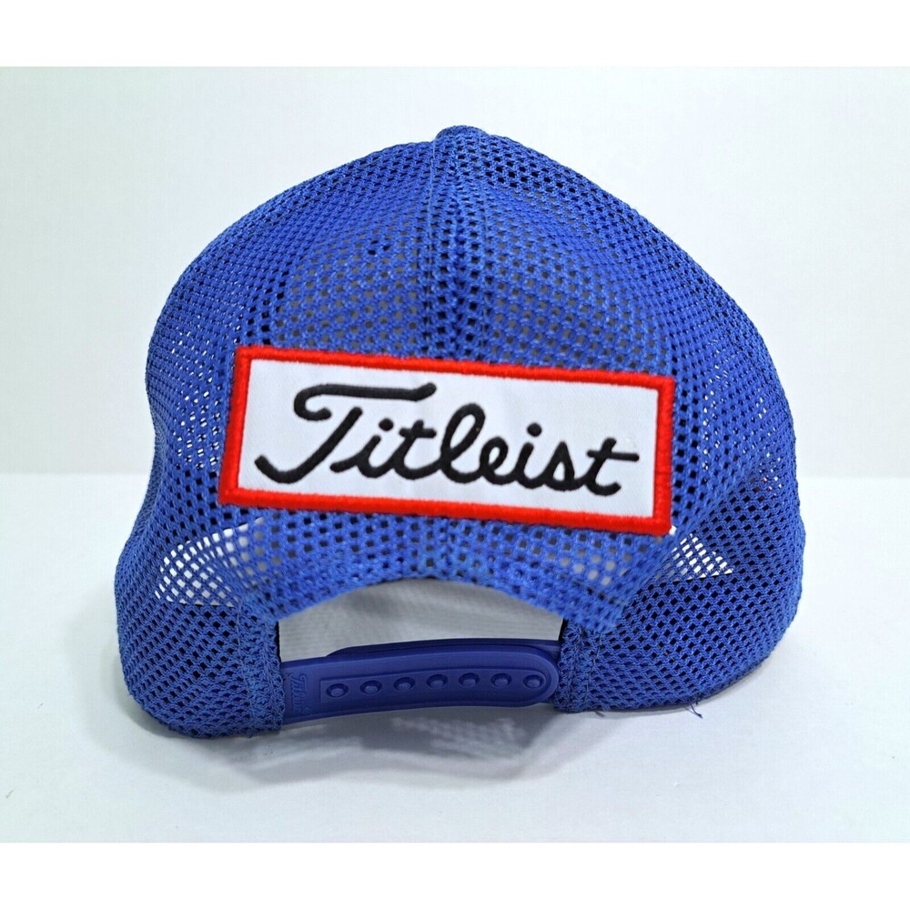 Titleist FJ Foot Joy Pro V1 Snap Mesh Back Golf Hat Navy Blue Red Cap Trucker - Picture 3 of 6